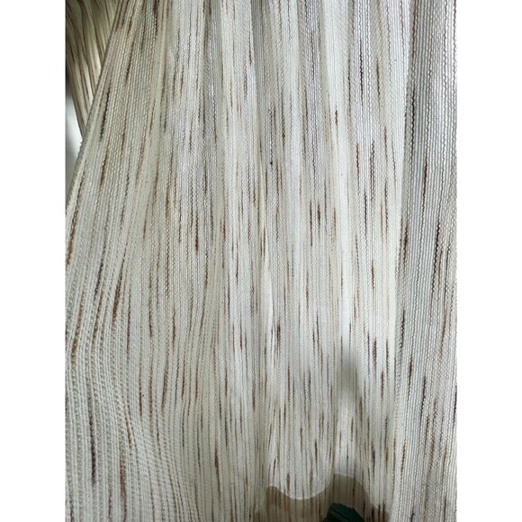 Vintage 1970s pleated curtains, beige & tan vertical stripes, pair of panels - Picture 4 of 10